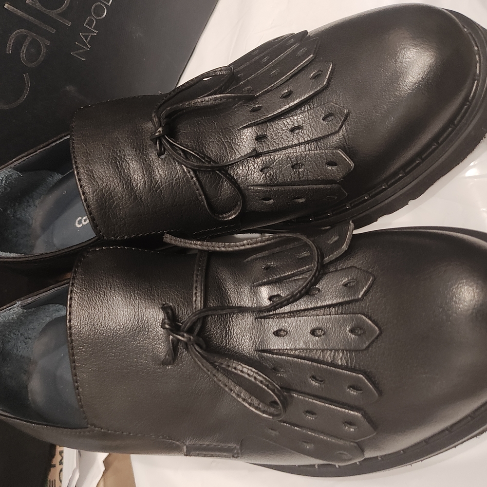 Black Leather Moccasins with Smooth Finish